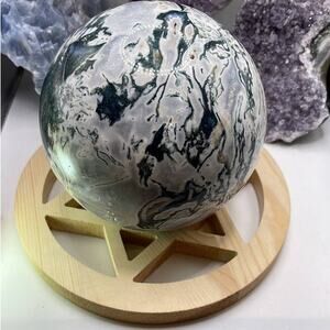 Wood 6-Pointed Star Sphere Holder/Stand